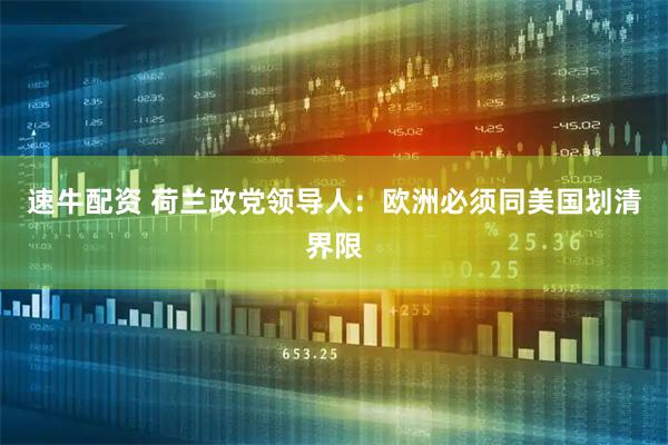 速牛配资 荷兰政党领导人：欧洲必须同美国划清界限